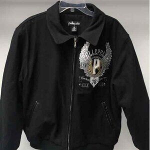 Pelle Pelle Men's Black Embroidered Jacket Size 3XL